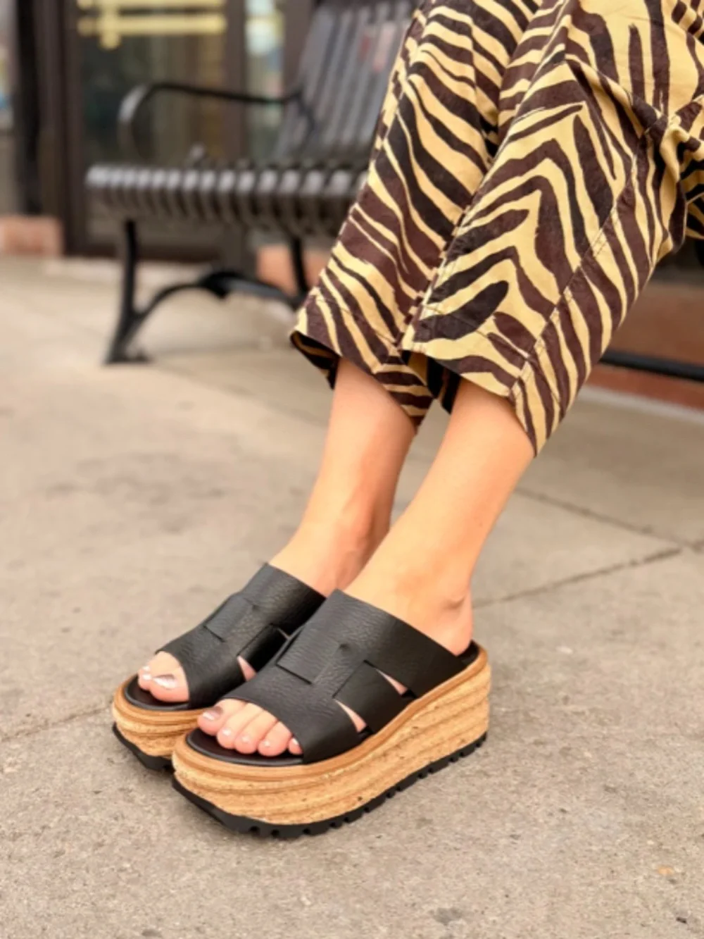 Homers 22170 LINES Platform Wedge in Volanato Nero